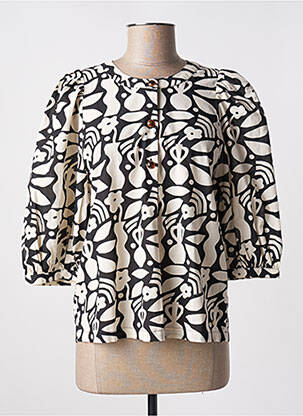 Blouse imprimé fleurs manches 3/4 noir DES PETITS HAUTS femme