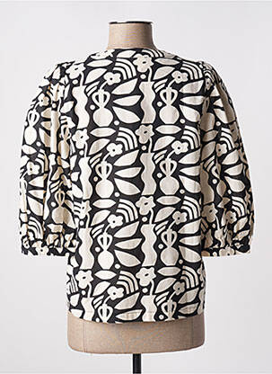 Blouse imprimé fleurs manches 3/4 noir DES PETITS HAUTS femme