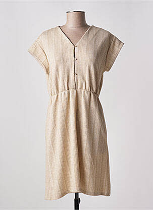 Robe mi-longue manches courtes manches courtes beige PIECES femme