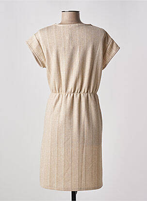 Robe mi-longue manches courtes manches courtes beige PIECES femme