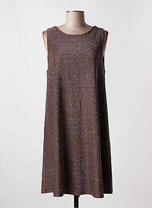 Robe mi-longue coupe fluide sans manche marron GRACE & MILA femme