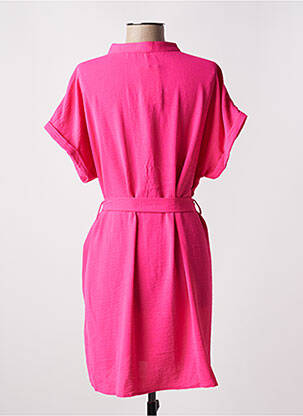 Robe mi-longue coupe fluide manches courtes rose KILKY femme
