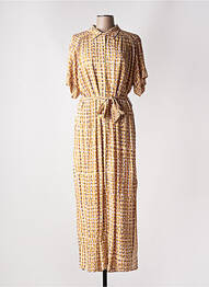 Robe longue coupe fluide manches 3/4 beige GRACE & MILA femme