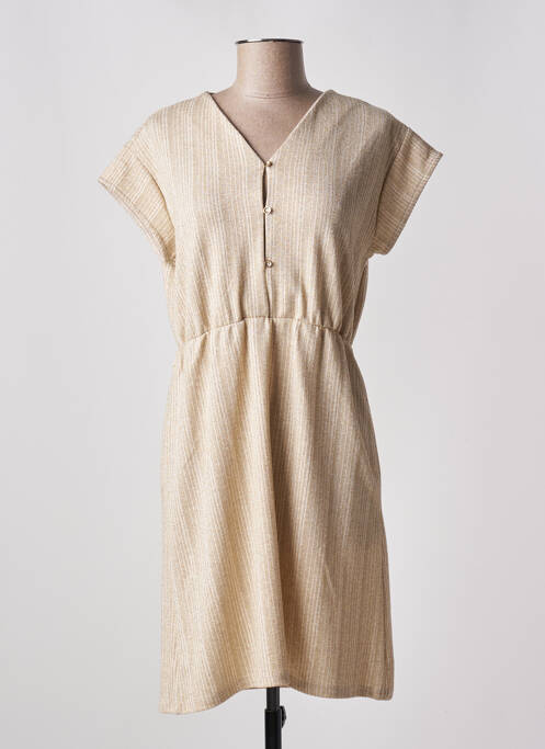 Robe mi-longue beige PIECES pour femme