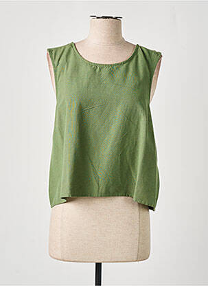 Top coupe fluide sans manche vert PIECES femme