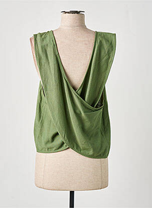 Top coupe fluide sans manche vert PIECES femme