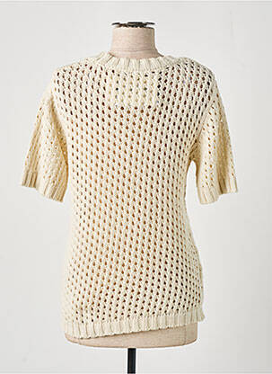 Pull coupe droite manches courtes beige Y.A.S femme