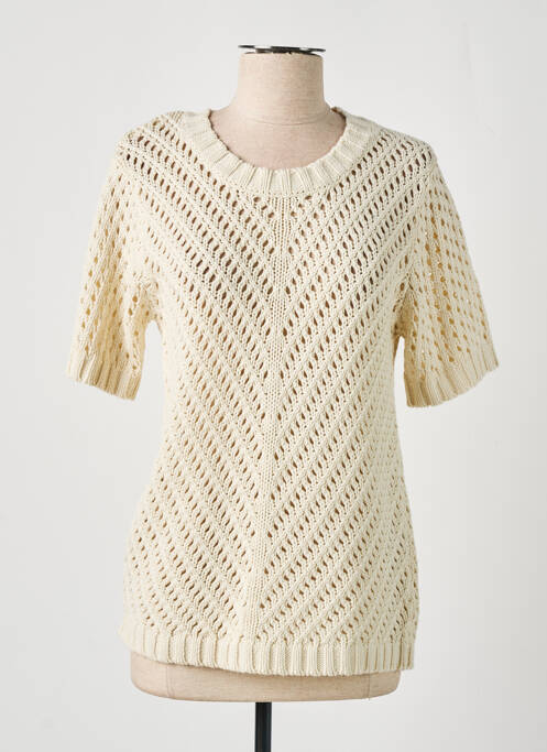 Pull maille ajourée manches courtes beige Y.A.S femme