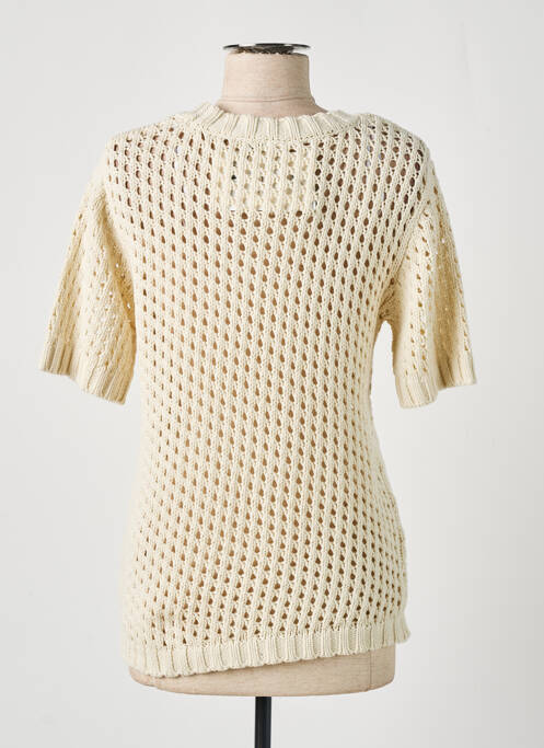 Pull maille ajourée manches courtes beige Y.A.S femme