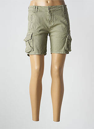 Short fermeture zippée sous rabat boutonné taille normale vert PLACE DU JOUR femme