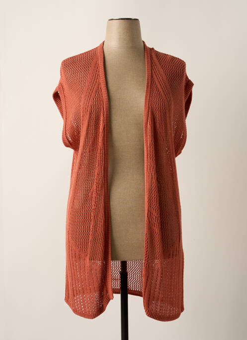 Gilet manches courtes col v rose CISO femme