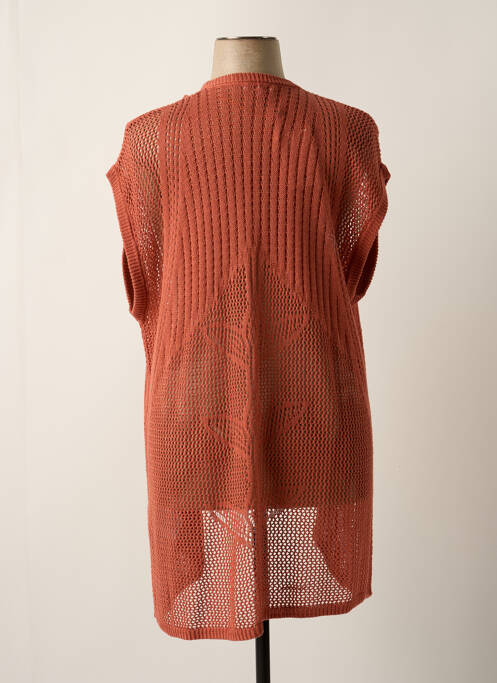 Gilet manches courtes col v rose CISO femme