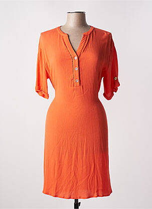 Robe mi-longue manches 3/4 manches 3/4 orange CANAT femme