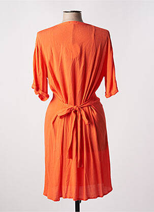 Robe mi-longue manches 3/4 manches 3/4 orange CANAT femme