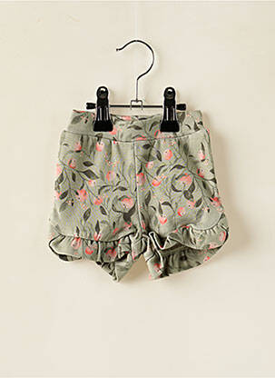 Short coupe droite taille élastique vert NAME IT fille