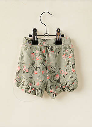 Short coupe droite taille élastique vert NAME IT fille