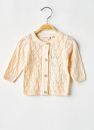 Gilet manches longues maille ajourée beige NAME IT fille