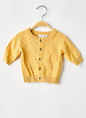 Gilet manches longues maille ajourée jaune NAME IT fille