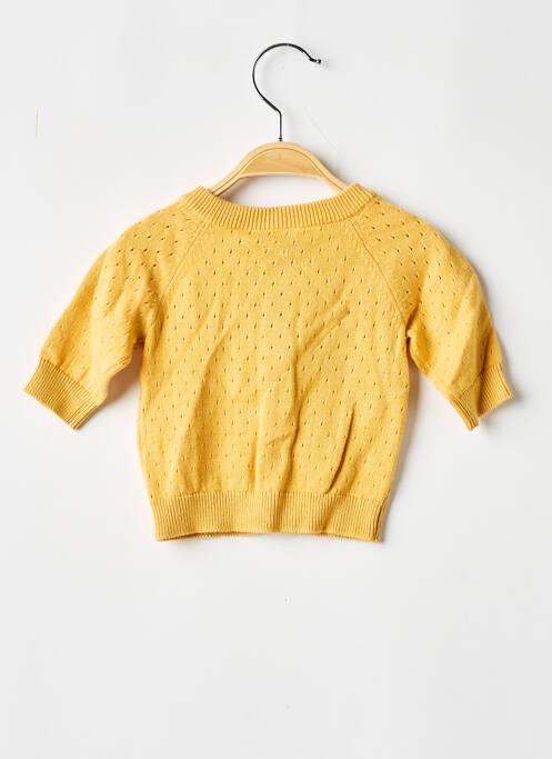Gilet manches longues maille ajourée jaune NAME IT fille