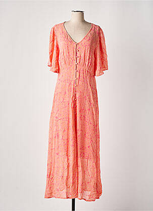 Robe longue imprimé fantaisie manches courtes rose CREAM femme