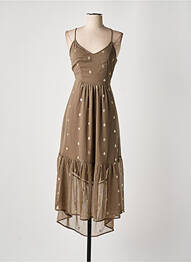 Robe longue tissage crêpe fines bretelles marron VERO MODA femme