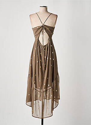 Robe longue tissage crêpe fines bretelles marron VERO MODA femme