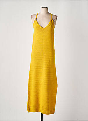 Robe longue coupe cintrée fines bretelles jaune ARTLOVE femme