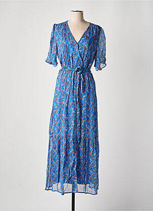 Robe longue manches courtes manches courtes bleu GRACE & MILA femme