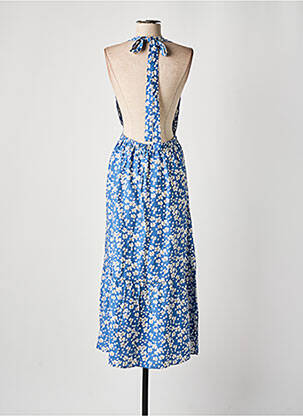 Robe longue imprimé fleurs fines bretelles bleu B.YOUNG femme