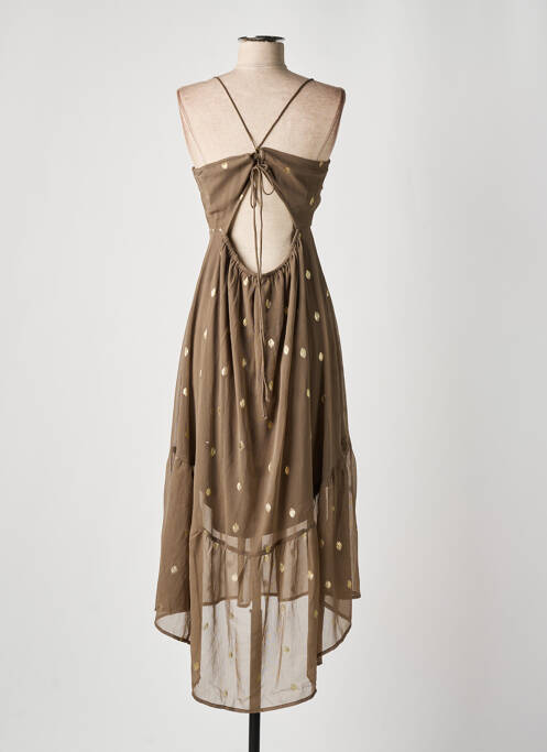 Robe longue tissage crêpe fines bretelles marron VERO MODA femme