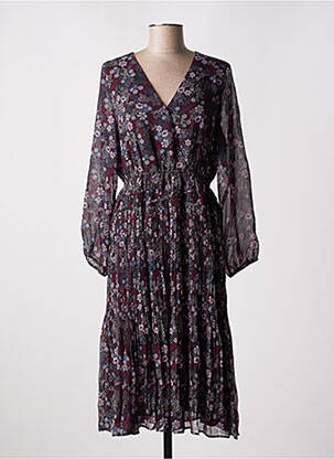 Robe mi-longue imprimé fleurs manches longues rouge ARTLOVE femme