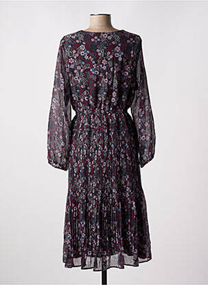 Robe mi-longue imprimé fleurs manches longues rouge ARTLOVE femme