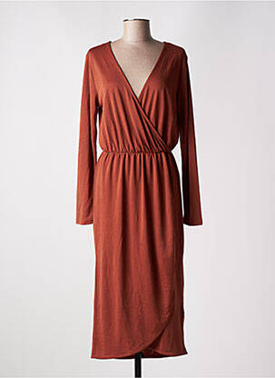 Robe mi-longue manches longues manches longues marron B.YOUNG femme