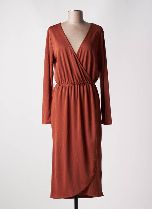 Robe mi-longue manches longues manches longues marron B.YOUNG femme