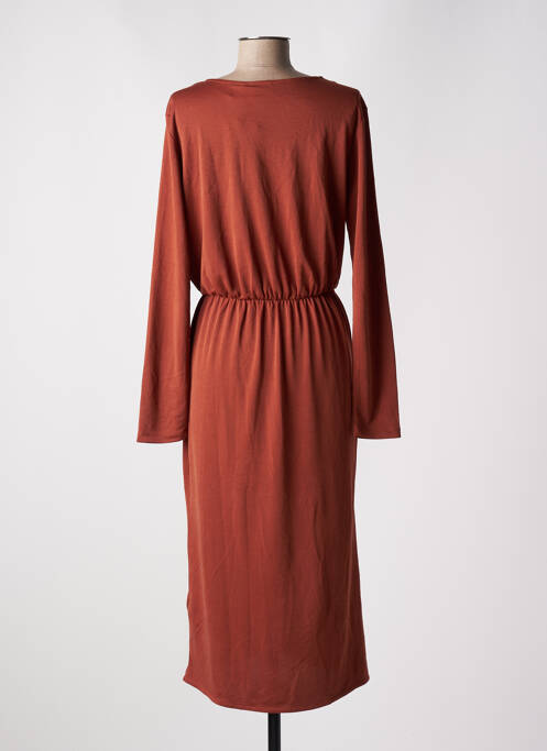 Robe mi-longue manches longues manches longues marron B.YOUNG femme