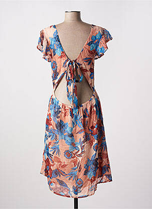 Robe mi-longue imprimé fleurs manches courtes orange B.YOUNG femme