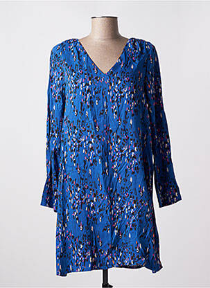 Robe mi-longue coupe fluide manches longues bleu LOLA ESPELETA femme
