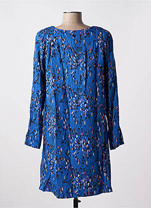 Robe mi-longue coupe fluide manches longues bleu LOLA ESPELETA femme