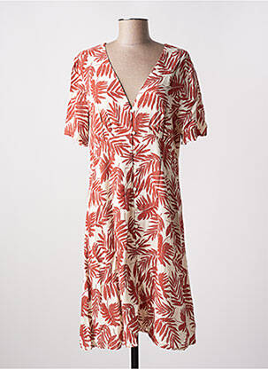 Robe mi-longue manches courtes manches courtes marron B.YOUNG femme