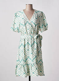 Robe mi-longue imprimé fantaisie manches courtes vert ATELIER REVE femme