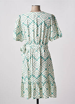 Robe mi-longue imprimé fantaisie manches courtes vert ATELIER REVE femme