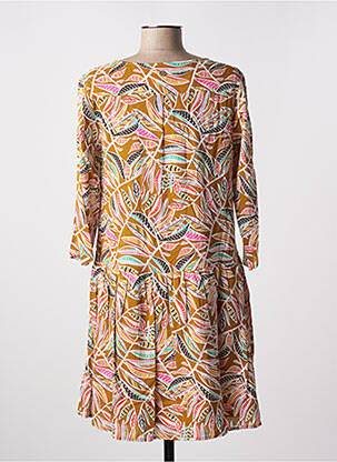 Robe courte manches 3/4 manches 3/4 marron LOLA ESPELETA femme