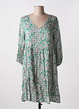 Robe courte manches 3/4 manches 3/4 vert PAKO LITTO femme