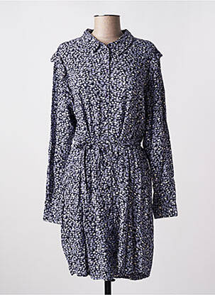 Robe mi-longue imprimé fleurs manches longues bleu LOLA ESPELETA femme