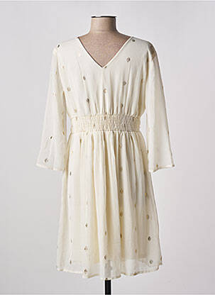Robe mi-longue manches 3/4 manches 3/4 beige VERO MODA femme