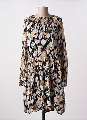 Robe mi-longue imprimé fantaisie manches longues noir B.YOUNG femme