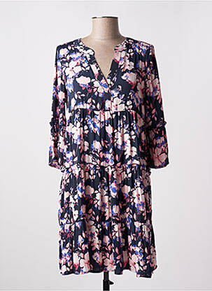 Robe mi-longue imprimé fleurs manches 3/4 bleu VERO MODA femme