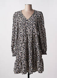 Robe mi-longue imprimé fleurs manches longues noir VERO MODA femme