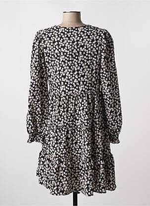 Robe mi-longue imprimé fleurs manches longues noir VERO MODA femme