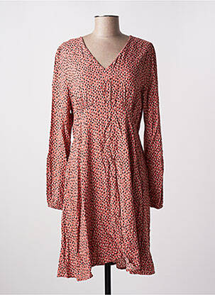 Robe mi-longue imprimé fantaisie manches longues rose B.YOUNG femme